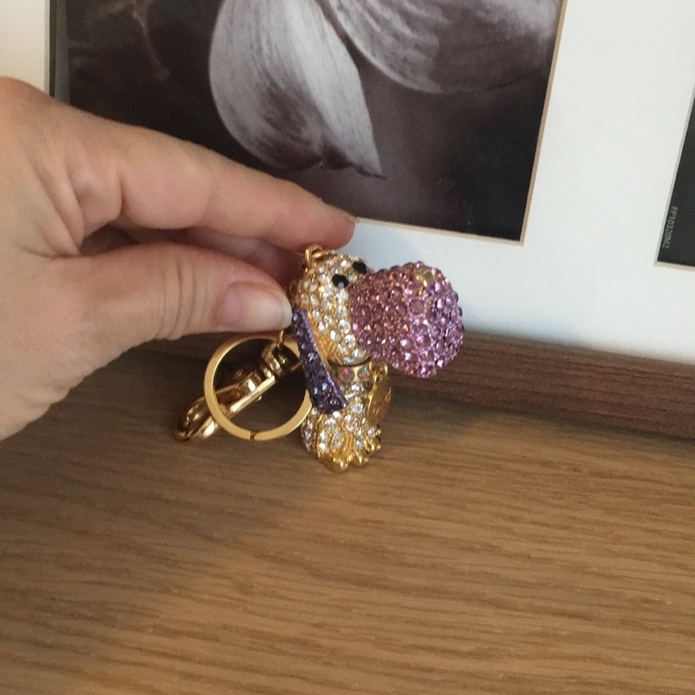 Crystal decorated puppy key chain
